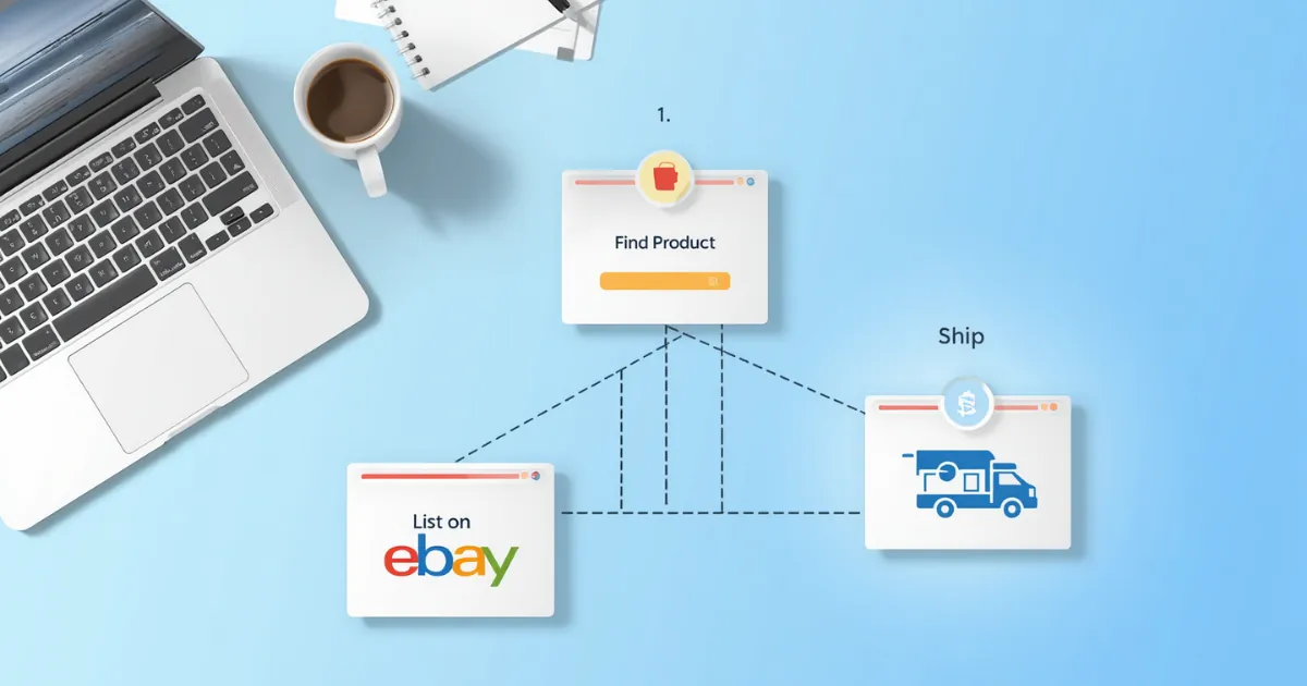 How dropshipping works - eBay order flow with supplier shipping directly to customer