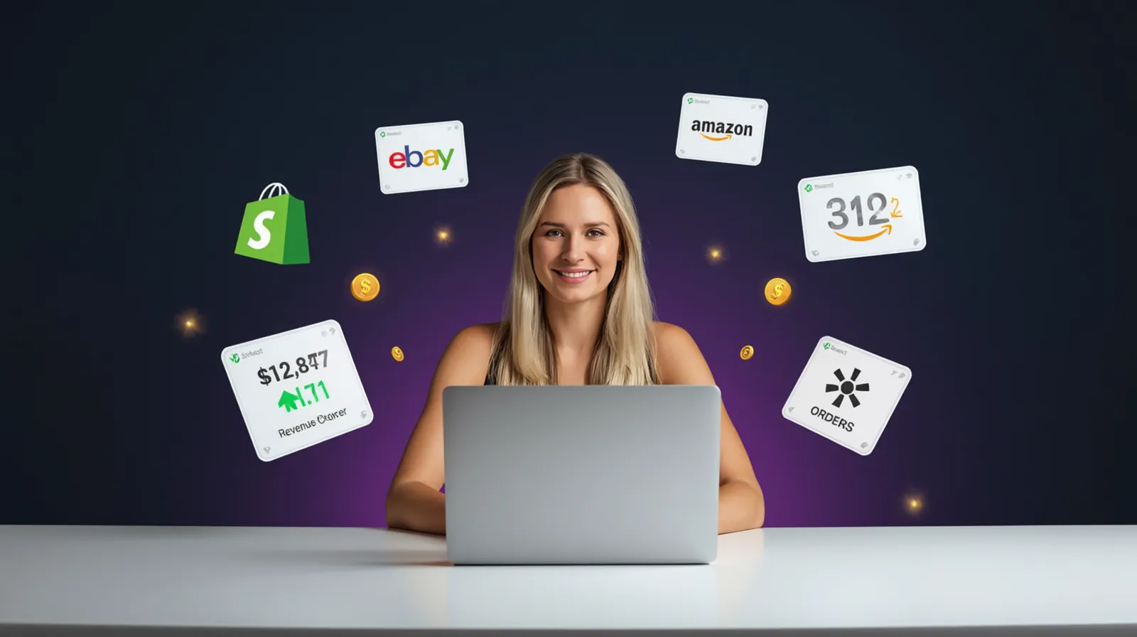 Multi-platform dropshipping tools comparison showing Shopify, eBay, and Amazon integration