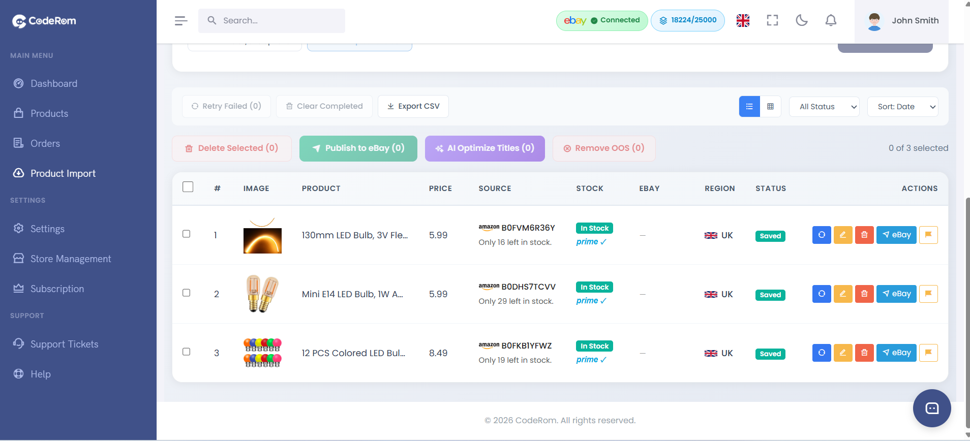 Adding a product with AI optimisation enabled
