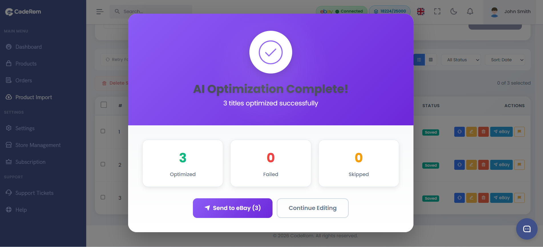 AI title optimisation interface