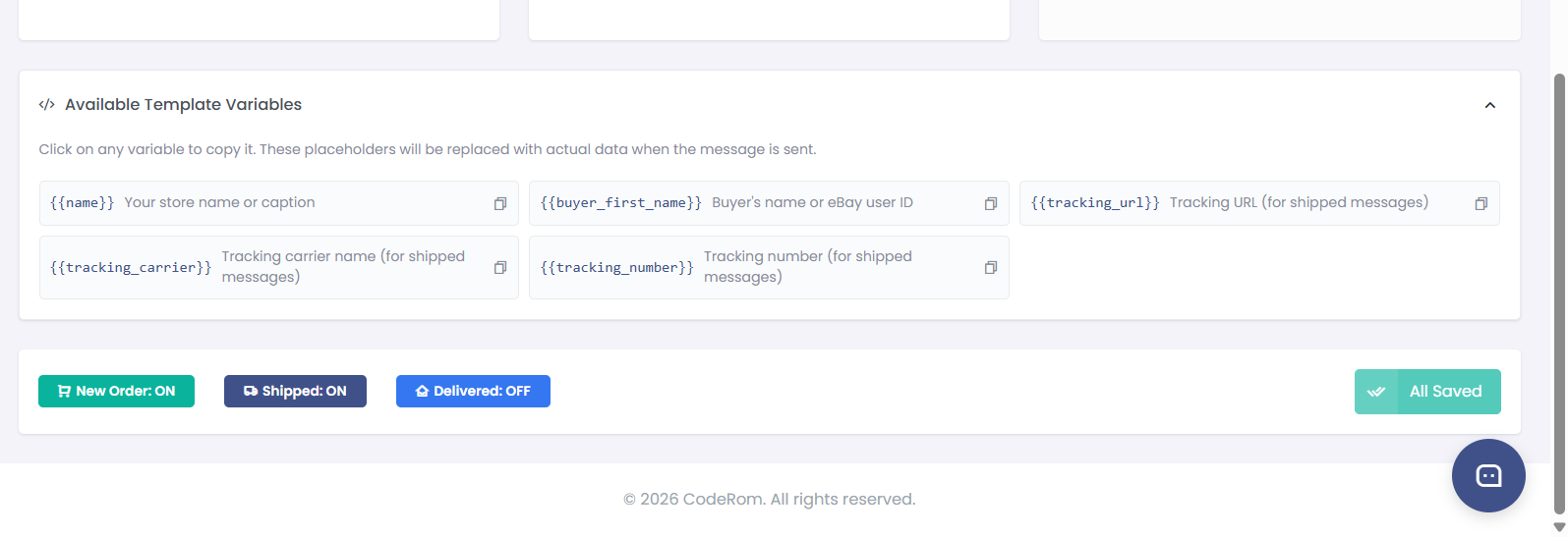 Message template customisation