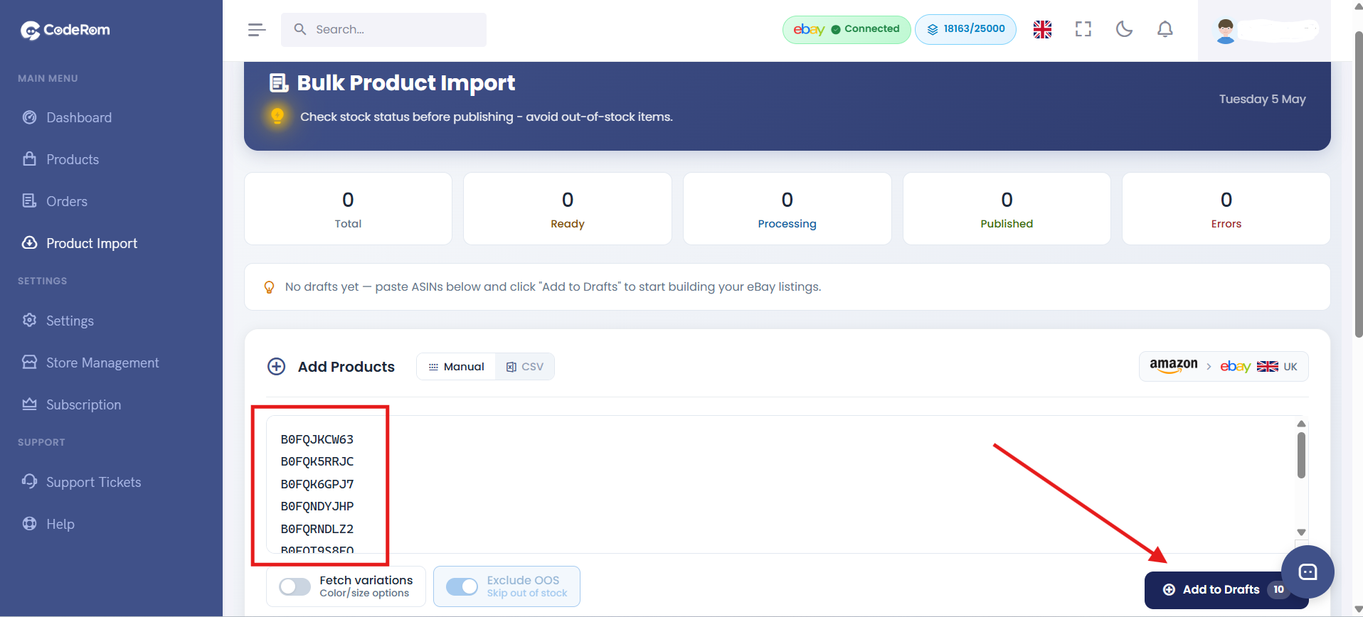 Add product search interface