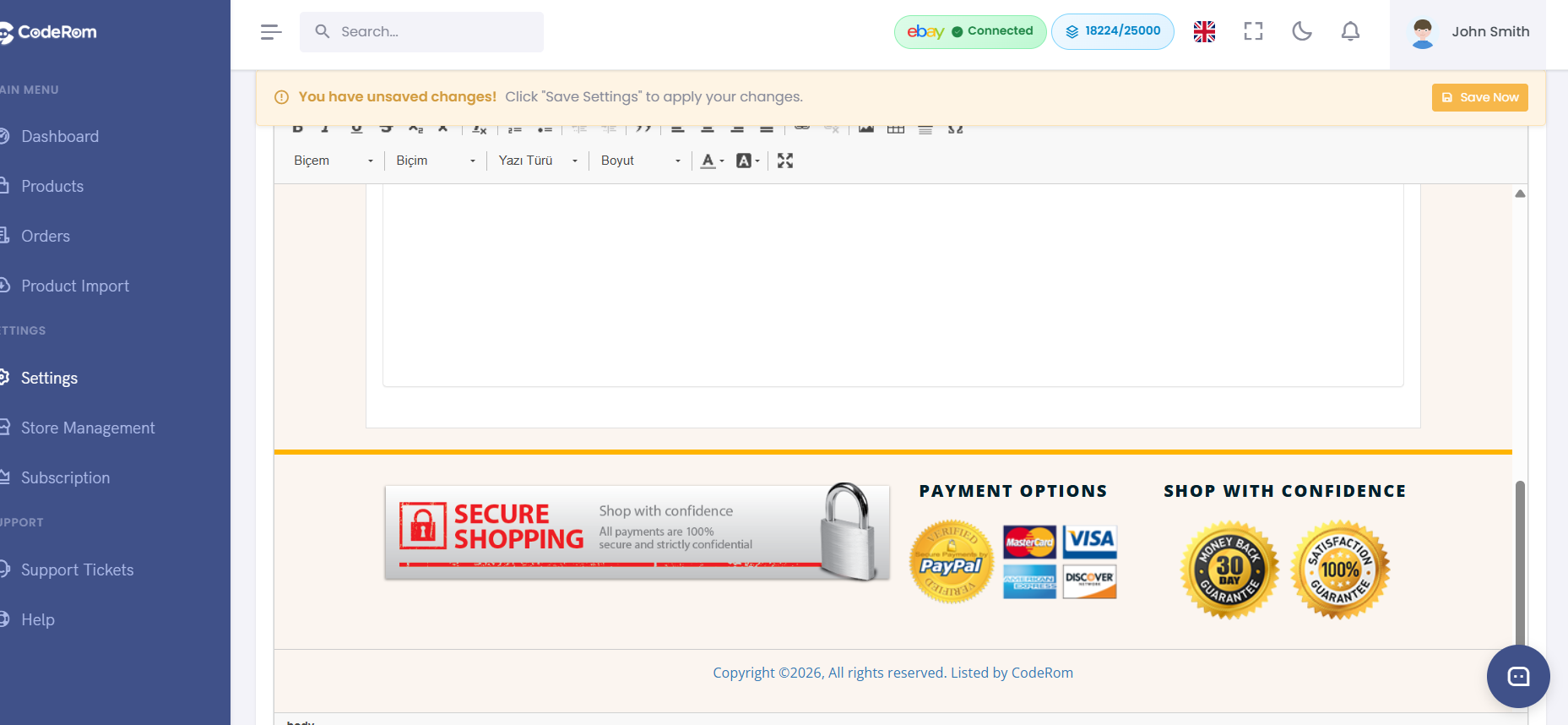 Applying a template to products